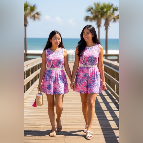 Lilly Pulitzer Dresses & Skirts - Lilly Pulitzer Pink and Purple Floral Mini Dress